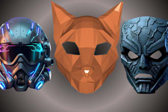 custom 3d mask, 3d helmet, helmet mask cosplay model for 3d printing