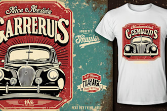 make vintage retro tshirt design for you