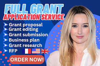 develop grant proposal writing, grant research and grant application