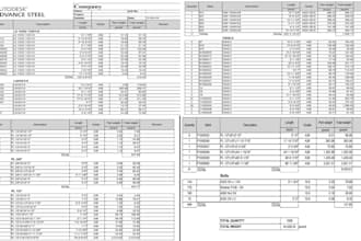 do detailing, modeling and material take off, estimation of steel structures