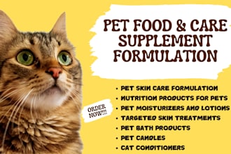 develop your food formulation and pet food beverage nutritional supplements