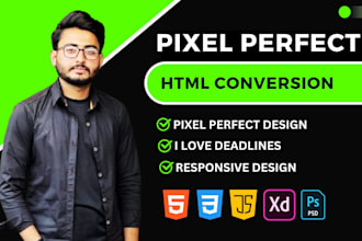 convert psd to html,figma to html css,xd to html,boostrap website design