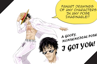 draw anime, manhwa, manhua, manga, graphic, cartoon, stylized fanart character