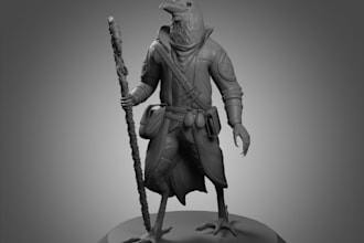 sculpt 3d model from 2d photo,mini figurine, zbrush,tabletop model,stl printing