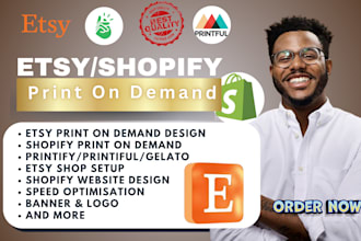 set up etsy shopify print on demand, etsy print on demand store, digital product