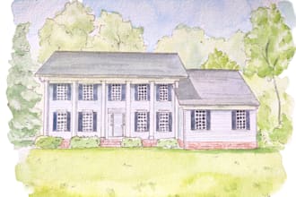 paint a hand drawn watercolor house portrait of your home