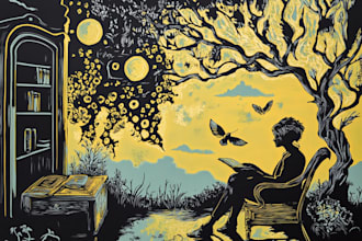 draw high quality illustration in linocut style
