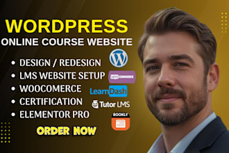 build wordpress woocommerce elementor bookly pro learndash membership website
