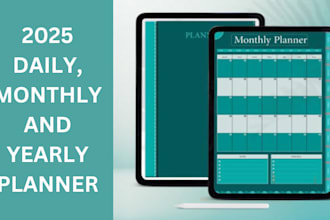 do minimalist digital printable 2025 daily monthly yearly planner with calendar