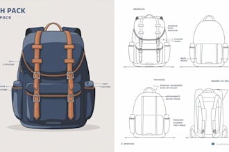 create a detailed bag tech pack and backpack design to your specifications