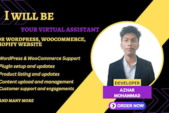 be virtual assistant for wordpress, woocommerce, shopify website