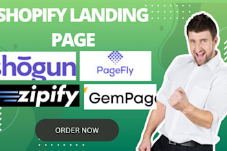 design shopify landing page, sales page with pagefly, gempages ,zipify, shogun