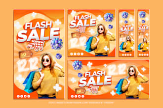 design premium website banner ads, social media ads, headers, and web images