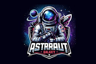 do astronaut space galaxy esport mascot logo in just two day