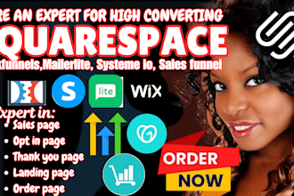 build squarespace sales funnel, godaddy website, landing page, wix landing page