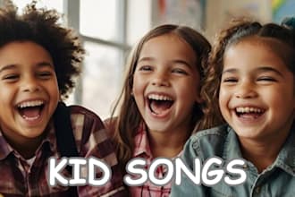 write lyrics, compose song, and produce kids song, nursery rhyme, children song