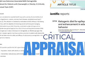 provide a professionally done critical appraisal for your medical study