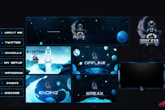 design custom twitch or kick logo, stream overlay and panels