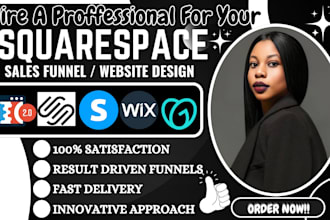 design squarespace website, wix sales funnel, squarespace landing page