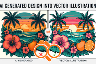 convert ai generated design into clean print ready vector illustration