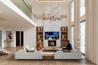 do interior design and 3d renderings for living room,  bedroom