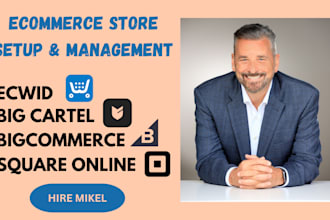 setup ecwid store, design ecwid site, big cartel square online bigcommerce store