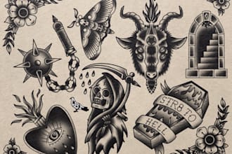 create a traditional style tattoo design