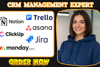 setup monday com board  monday crm clickup jira asana trello  notion board