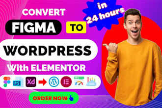 convert figma to wordpress, PSD to wordpress, figma to elementor in 24 hours