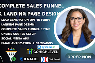 landing page, sales funnel in systeme io clickfunnels gohighlevel kajabi kartra