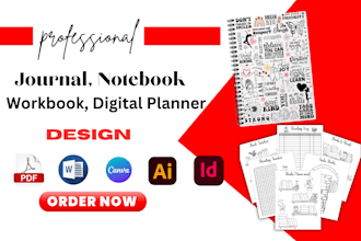 design custom digital planner notebook kdp journal for amazon kdp low content