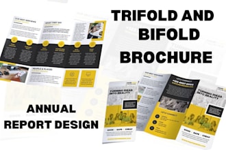 design trifold and bifold design, annual reports, pamphlet, leaflet, sale sheet