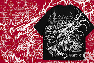 create hand drawn grunge cybersigilsm design for merchandise