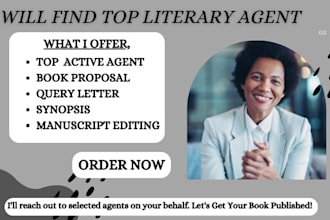 find top literary agent and write query letter, book proposal for publishing