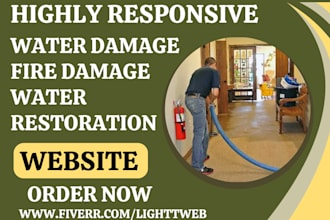 design water restoration website water filtration water damage landing page