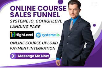 create online course sales funnel, systeme io, gohighlevel landing page