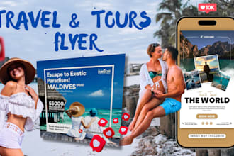 design travels and tour, summer, beach, pool and other party flyer