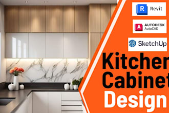 design interior kitchen cabinets design, layout, render 3d