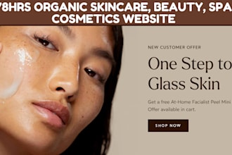 72hrs organic skincare shopify store beauty website skincare cosmetic website