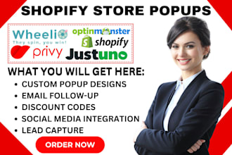 do shopify store exit intent popups using wheelio justuno privy optinmonster