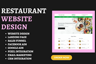 design restaurant landing page food delivery website catering sales funnel