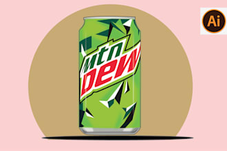 draw objects, products into simple flat vector illustrations