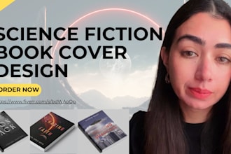 custom science fiction book cover design for print, kindle KDP
