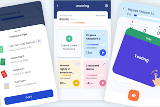 build flash card app, learning app, quiz app, educational app, digital flashcard