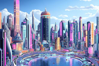 make cyberpunk city style art for any project