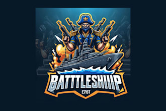 make a super battleship esport mascot logo with source files