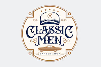 design power museum barber shop sleek bar logo