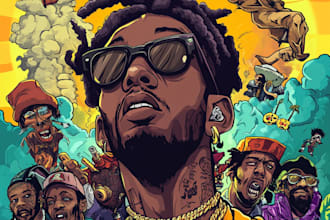 design dope cartoon album cover, mixtape or single cover art