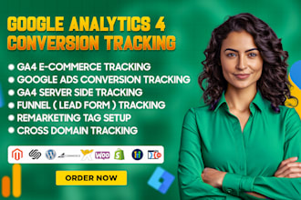setup google analytics 4, ads conversion tracking, ga4 ecommerce tracking by gtm