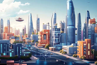 draw futuristic cyberpunk city and scifi concept art